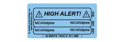 Line Tracing Label - NICARdipine, Black text on Light Blue Background 1000/Labels/roll