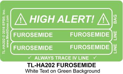 Line Tracing Label - Furosemide, White Text on Green Backround, 1,000/EA