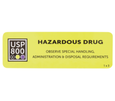 USP <800> Hazardous Drug Warning Label, 1” x 3”, 1000/EA