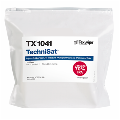 TechniSat®, 9" x 11" (23 cm x 28 cm)  TechniCloth® wipers pre-wetted w/ 70% IPA, 70/EA, 840/CS