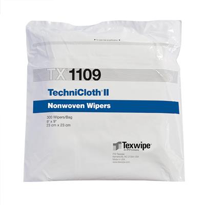 TechniCloth II 9" x 9", 300 wipers/bag double bagged, 10 bags/case = 3,000