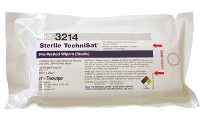 Sterile TechniSat 9" x 11" (23 cm x 28 cm) pre-wetted TechniCloth wipers 50 wipers/flexpack