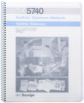 White, Cleanroom spiral notebook, 3" x 5", polyethylene covers, plastic spirals, 20/CS