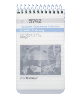 Cleanroom Spiral Notebook, College Ruled, White, 20/CS  