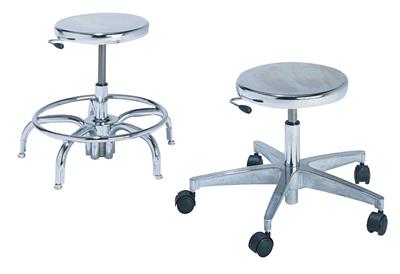 Stool; Lab, Tubular Steel, 14" - 19", Safety Casters, With Footring, Traxx