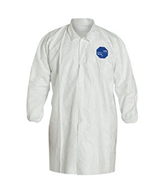DuPont, Tyvek 400 Frock, Collar. EW. Extends to Knee, Front Snap Closure, Serged Seams, White 30/CS