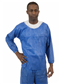 Blue SMS Soft Scrub Long Sleeve Shirt, Round Hemmed Neck, Elastic Wrist, Left Chest Pocket 30/cs