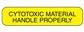 Cytotoxic Material Handle Properly Labels, Labels are Yellow with Black text