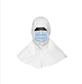 Tyvek IsoClean White Hood w/Pleated 7" Blue Face Mask, Bound Seams, Ties with Loops for Fit, 100/CS