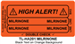 Line Tracing Label - MILRINONE - Black Text on Orange Background, 1000 Labels