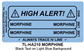 Line Tracing Label - Morphine, Black Text on Light Blue Background, 1000/Labels/roll